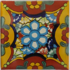 Box Of 100 Mexican Talavera Tiles Handmade  Designs Mexican Ceramic 4 X 4&quot; inch