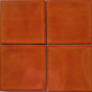 Box Of 100 Mexican Talavera Tiles Handmade  Designs Mexican Ceramic 4 X 4" inch- Orange Terracotta