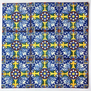 Box of 20 TALAVERA TILES  6&quot; X 6&quot; inch  - handmade mexican clay ceramic pottery