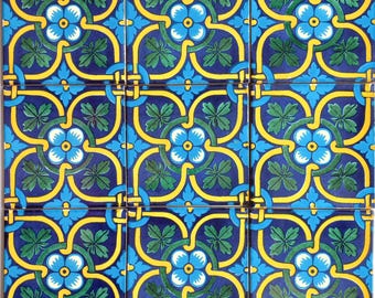 Caja de 20 AZULEJOS DE TALAVERA de 6" X 6" pulgadas - cerámica de barro mexicana hecha a mano