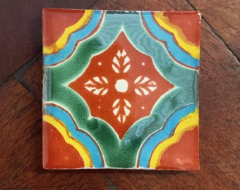 100 Hand Painted Mexican Talavera Tiles 2" X 2" Tiles Folk Art Handmade clay pottery mosaic