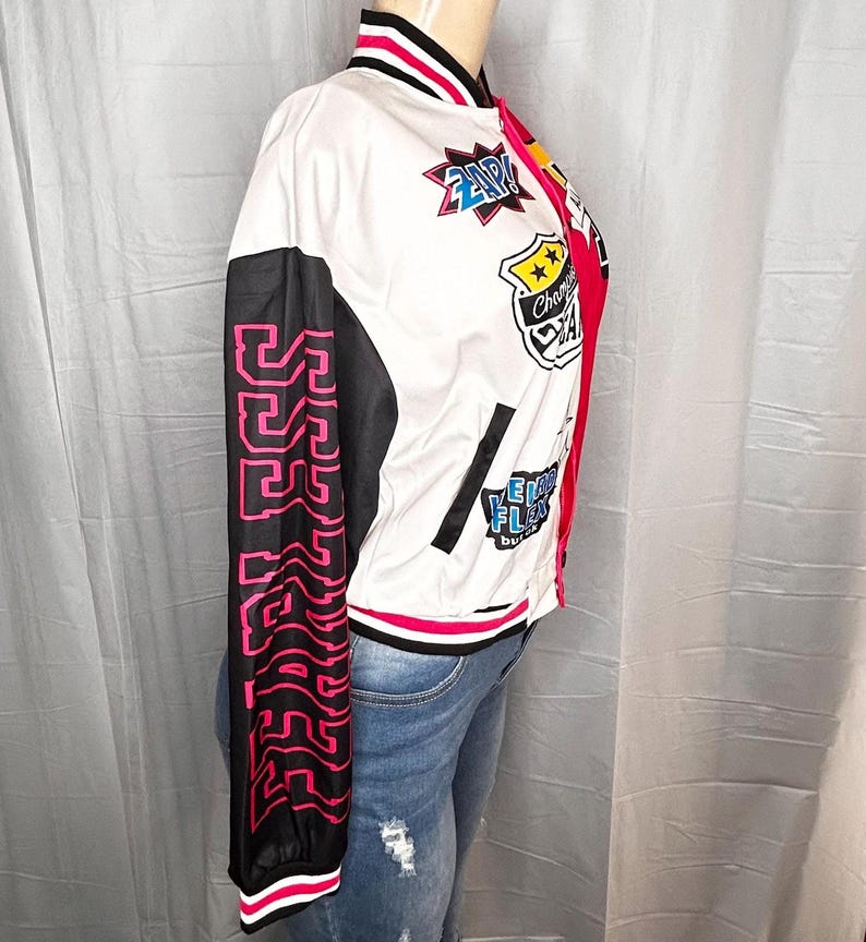 Adult Retro-inspired Varsity Jacket With Graphic Patches - Etsy