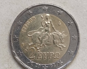 Pièce de 2 euros grecque 2002 Europe avec *s* sur l'étoile