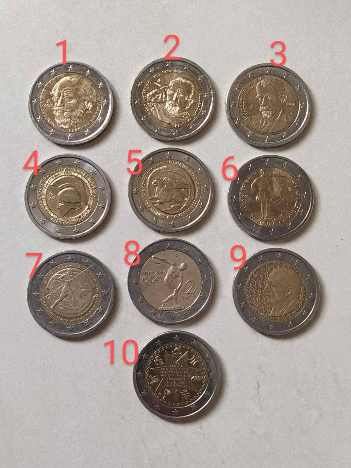 Greek 2 Euro Coins Very Rare Greek Coins Etsy Uk