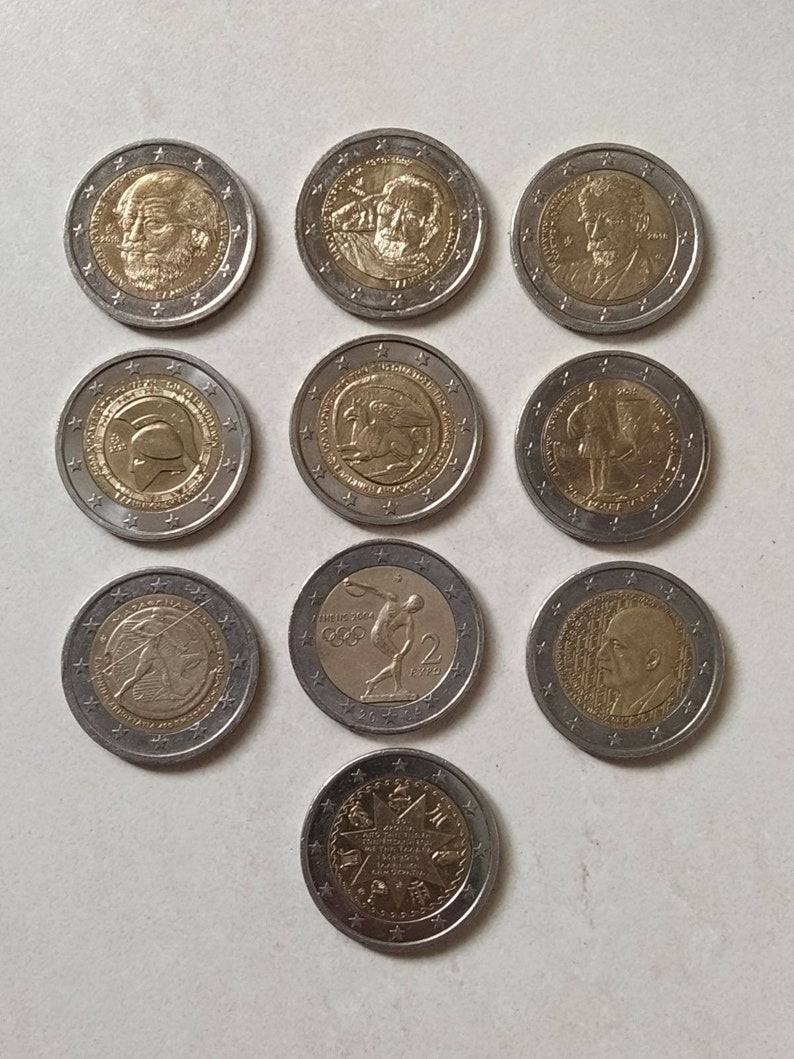 Pièces grecques de 2 euros Pièces grecques très rares Etsy France