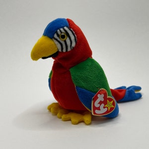 Rare Beanie Babies Parrot, Jabber the Parrot, Vintage Toys From The 90s and 2000s, Beanie Baby Animal, Ty Toy with Tags, plush toys