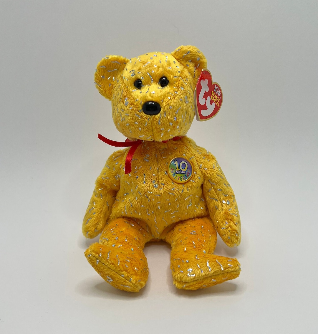 Rare Beanie Babies Bear, Decade the 10th Anniversary Bear, Vintage Toys