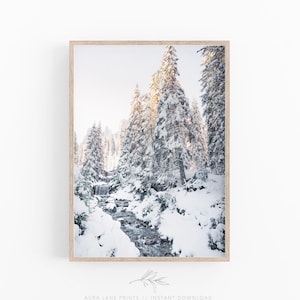 Winter Print, Snow Covered Winter Forest Wall Art, Nordic Decor, Snowy Trees Print, Printable Art, Forest Wall Art, Christmas Print