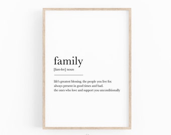 Familie Zitat Zeichen, Substantiv Definition Drucke, Bauernhaus Dekor, Familie druckbare Zeichen, minimalistisches Zitat, Bauernhaus Wandkunst, Familienzimmer Kunst