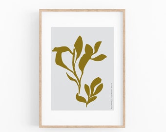 Abstract Leaf Print, Boho Wall Art, Boho Leaf Print, Botanical Prints in Olive Green - DIGITAL PRINT