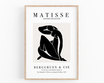 Matisse Druck, Frau Körper Kunst, schwarz weiß Wand Kunst, Henri Matisse Ausstellungsplakat, Mid-Century Wandkunst, Sofort Download