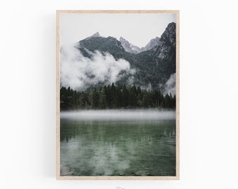 Mountain Lake Print, Forest Print, Printable Wall Art, Nature Photography, Forest Wall Art, Landscape Art