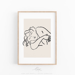 Matisse Print, Line Art Drawing, Abstract Woman Line Art, Matisse Illustration, Digital Download Art, Minimalist Prints, Bedroom Wall Art