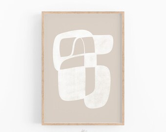 Abstract Wall Art, Beige Modern Wall Art, Mid-Century Modern Printable, INSTANT DOWNLOAD Prints, Neutral Geometric Shapes, Modern Home Decor