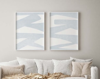 Blue Abstract, Minimalist Wall Art, Set of 2 Prints, Calm Bedroom Art, Coastal Home Decor, DIGITAL DOWNLOAD, Printable Wall Art
