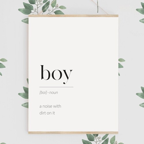 Boy Definition Print Boy Noun Printable Boy Nursery Print Etsy