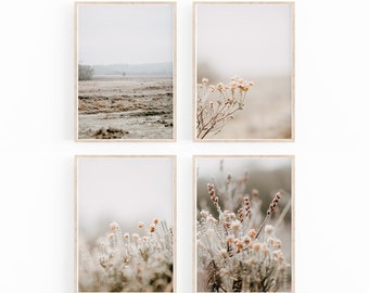 Neutral Nature Wall Art, Fall Decor, Neutral Farmhouse Art, Printable Wall Art, Set of 4 Prints - DIGITAL PRINT