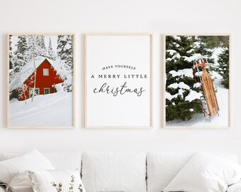 Christmas Wall Art, Winter Prints, Merry Christmas, Traditional Christmas Decor, Printable Wall Art, Christmas Printable, Snowy Forest Print