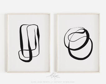 Minimalist Wall Art, Set Of 2 Prints, Abstract Wall Art, Line Art Living Room Wall Decor Abstract Print Scandinavian Wall Art Modern Prints