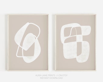 Arte minimalista, juego de 2 impresiones abstractas neutras, arte mural imprimible, decoración neutra para el hogar, impresiones minimalistas - DESCARGA DIGITAL