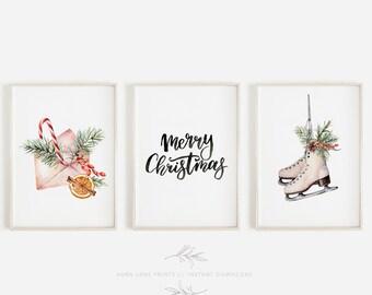 Christmas Printables, Christmas Prints, Christmas Sign, Christmas Wall Art, Christmas Printable Wall Art Set 3, Christmas Instant Download