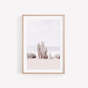 Boho Wall Art, Beach Wall Art, Cactus Prints, California Wall Art, Coastal Decor, Beach House Decor, San Diego, Soft Pastel Neutral Wall Art