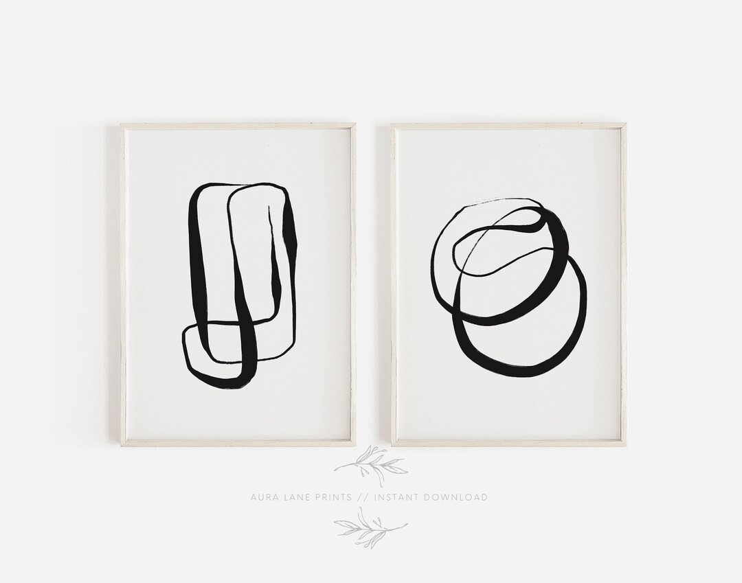 Minimalist Wall Art, Set of 2 Prints, Abstract Wall Art, Line Art ...
