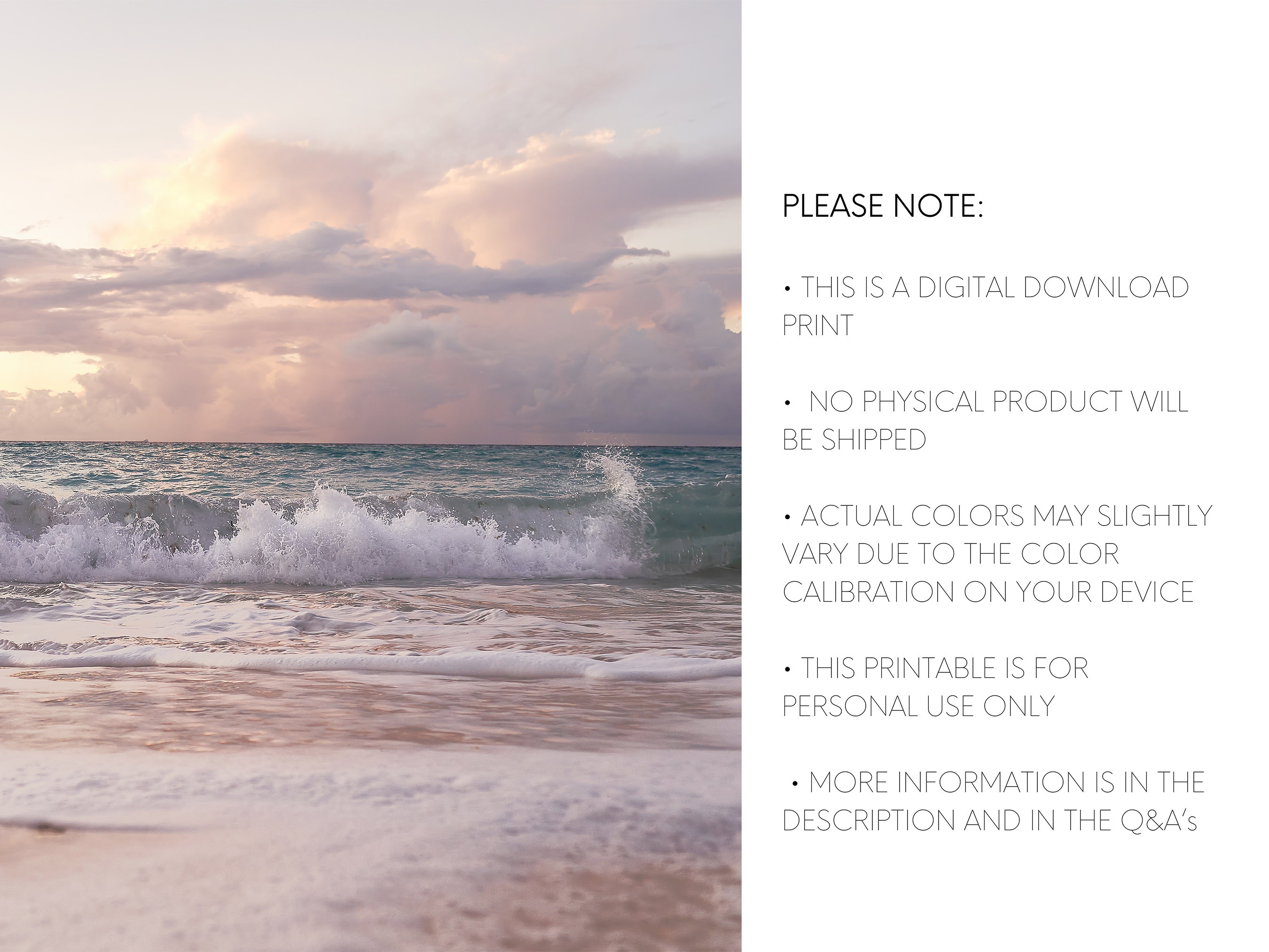Beach Print Sunset Beach Wall Art Ocean Print Waves Wall - Etsy