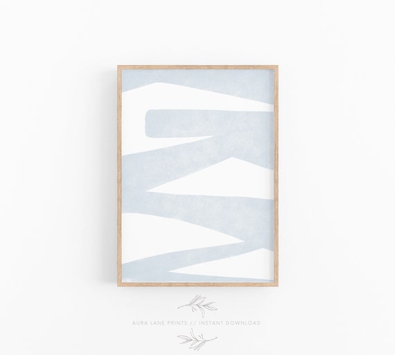 Abstract Blue Art Print, Minimalist Wall Art Printable in Light Blue, DIGITAL DOWNLOAD Poster, Contemporary Coastal Wall Art, Modern Decor