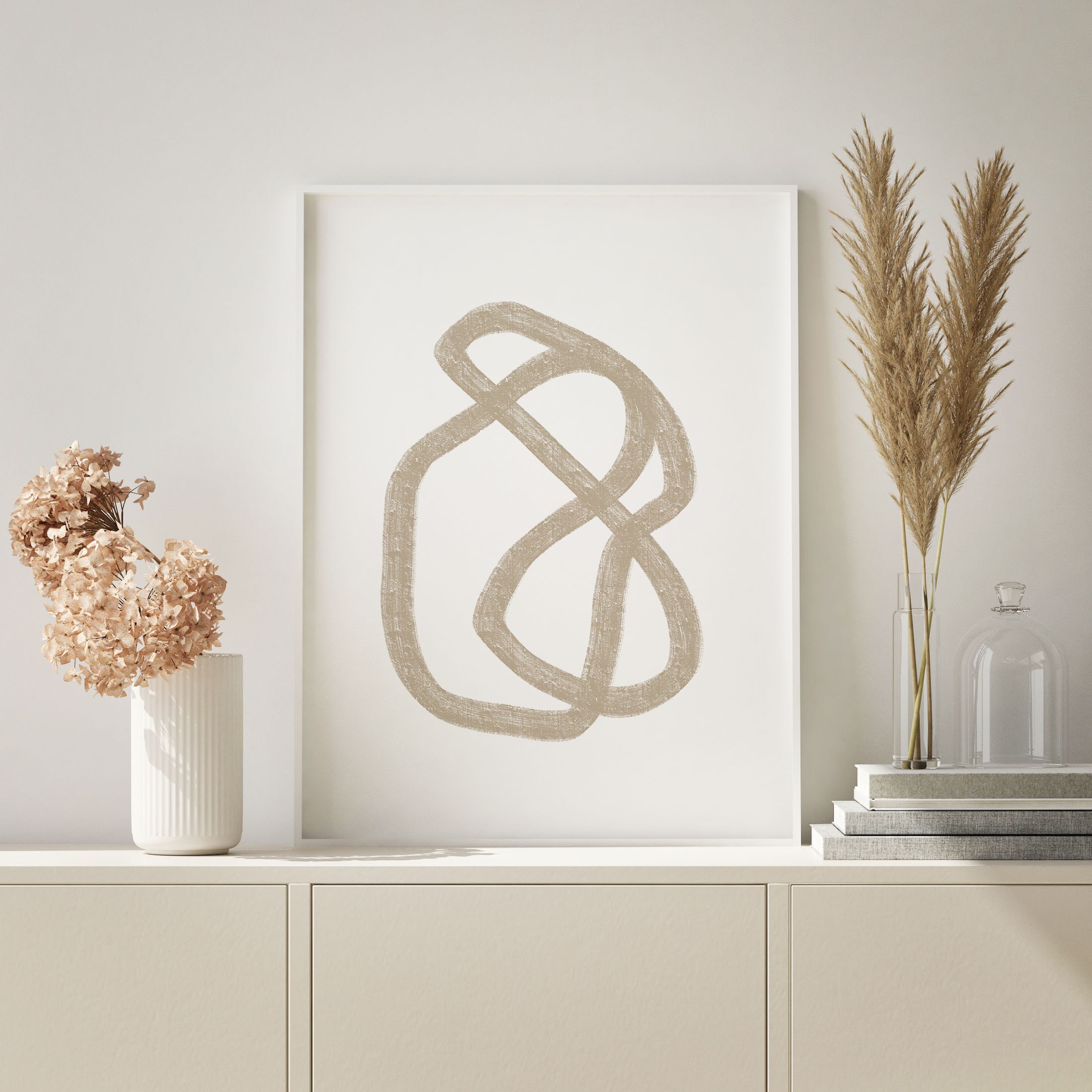Abstract Line Art Print, Minimalist Beige Wall Art, Neutral Decor ...