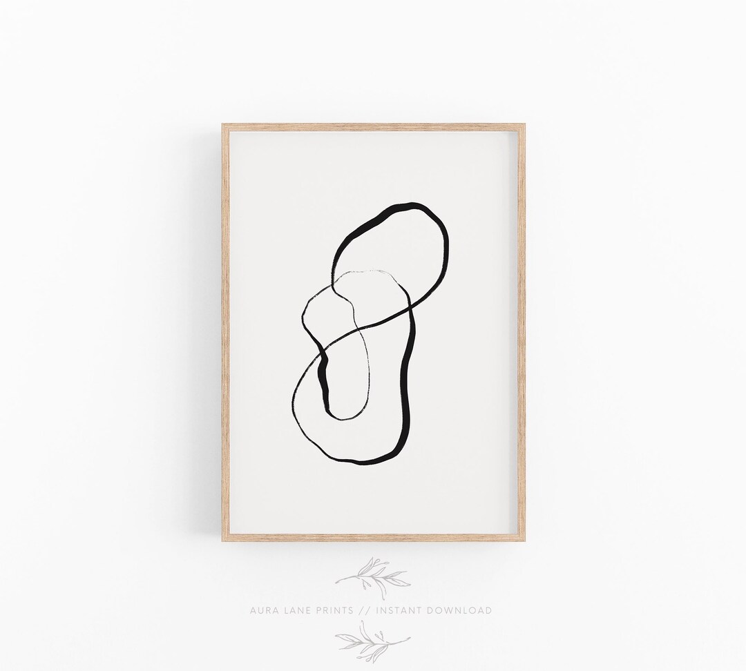 Abstract Line Art, Black and White Wall Art, Line Art Swirl, Minimalist ...