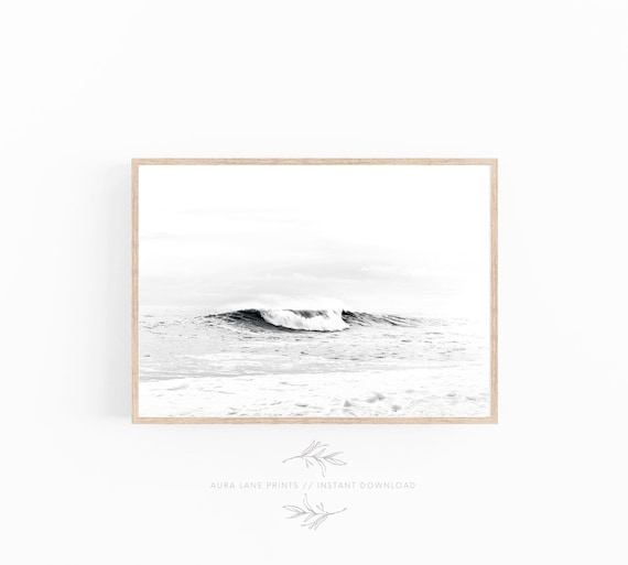 Ocean Print, Waves Wall Art, Minimalist Boho Beach House, Beach Prints, Black and White Wall Art, Ocean Surf Wall Art, Digital Download