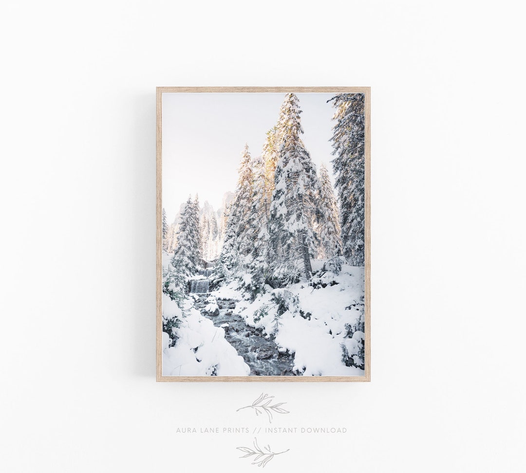 Winter Print, Snow Covered Winter Forest Wall Art, Nordic Decor, Snowy