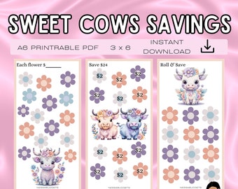 DIGITAL PDF Sweet Cows Savings Set of 3 Mini Savings Challenge | Mini Monday Savings Challenge