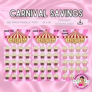 DIGITAL PDF Carnival Set of 3 Mini Savings Challenge | Mini Monday Savings Challenge