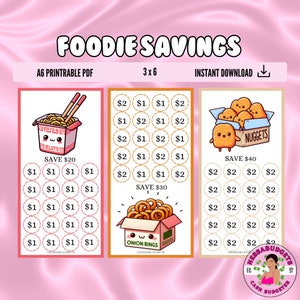 DIGITAL PDF Foodie Savings Set of 3 Mini Savings Challenge | Mini Monday Savings Challenge | Savings Challenge