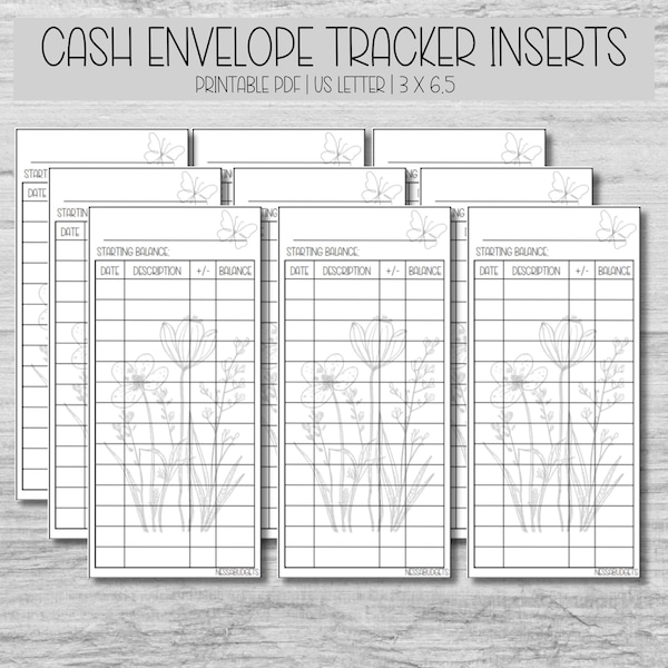 Minimalist Cash Envelope Tracker Inserts | Printable PDF Cash Trackers | Expense Trackers