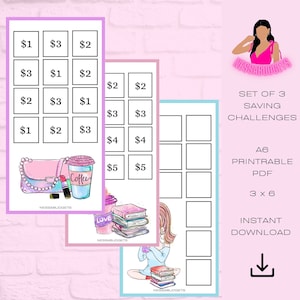 DIGITAL PDF Coffee Set of 3 Mini Savings Challenge | Mini Monday Savings Challenge
