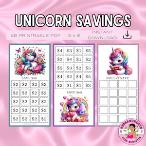 DIGITAL PDF Unicorn Savings Set of 3 Mini Savings Challenge | Mini Monday Savings Challenge