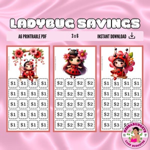 DIGITAL PDF Ladybug Savings Set of 3 Mini Savings Challenge | Mini Monday Savings Challenge | Savings Challenge