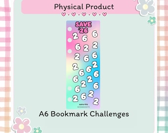 Save '26 Bookmark Savings Challenge | A6 Laminated Savings Challenge | Low Income Savings Challenge |