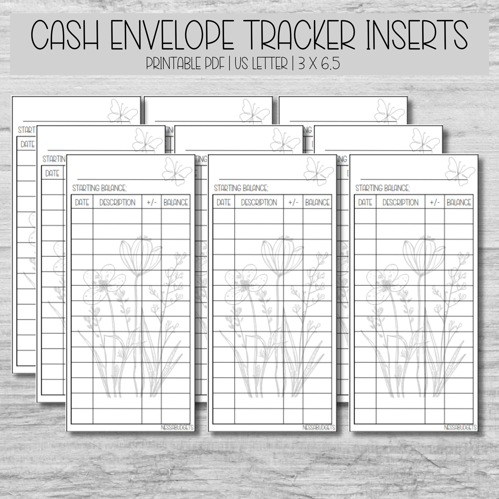 Minimalist Cash Envelope Tracker Inserts | Printable PDF Cash Trackers | Expense Trackers