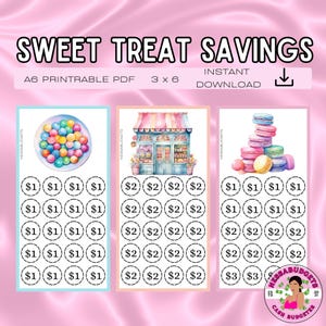 DIGITAL PDF Sweet Treat Savings Set of 3 Mini Savings Challenge | Mini Monday Savings Challenge