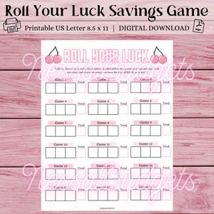 DIGITAL PDF Roll Your Luck Savings Challenge Game | Savings Challenge Game | Printable US Letter Savings Challenge Game |