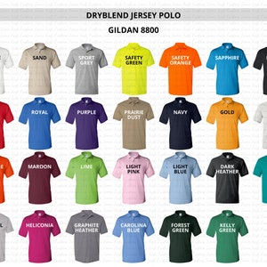 Gildan 8800 Size Chart, Color Gildan 8800, G880, Dryblend Jersey Polo ...