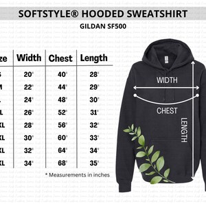 Gildan SF500 Size Chart, Editable, Gildan Softstyle Hoodie, Gildan Size ...