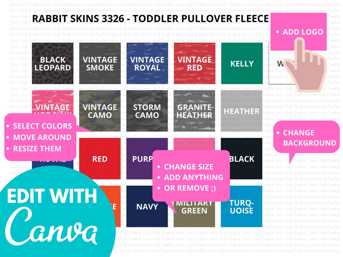 Rabbit Skins Color Chart Size Chart Rabbit Skins 3326 Etsy