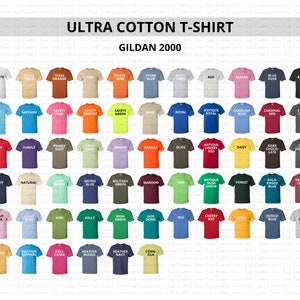 Gildan 2000 Color Chart Color Gildan 2000 Ultra Cotton - Etsy