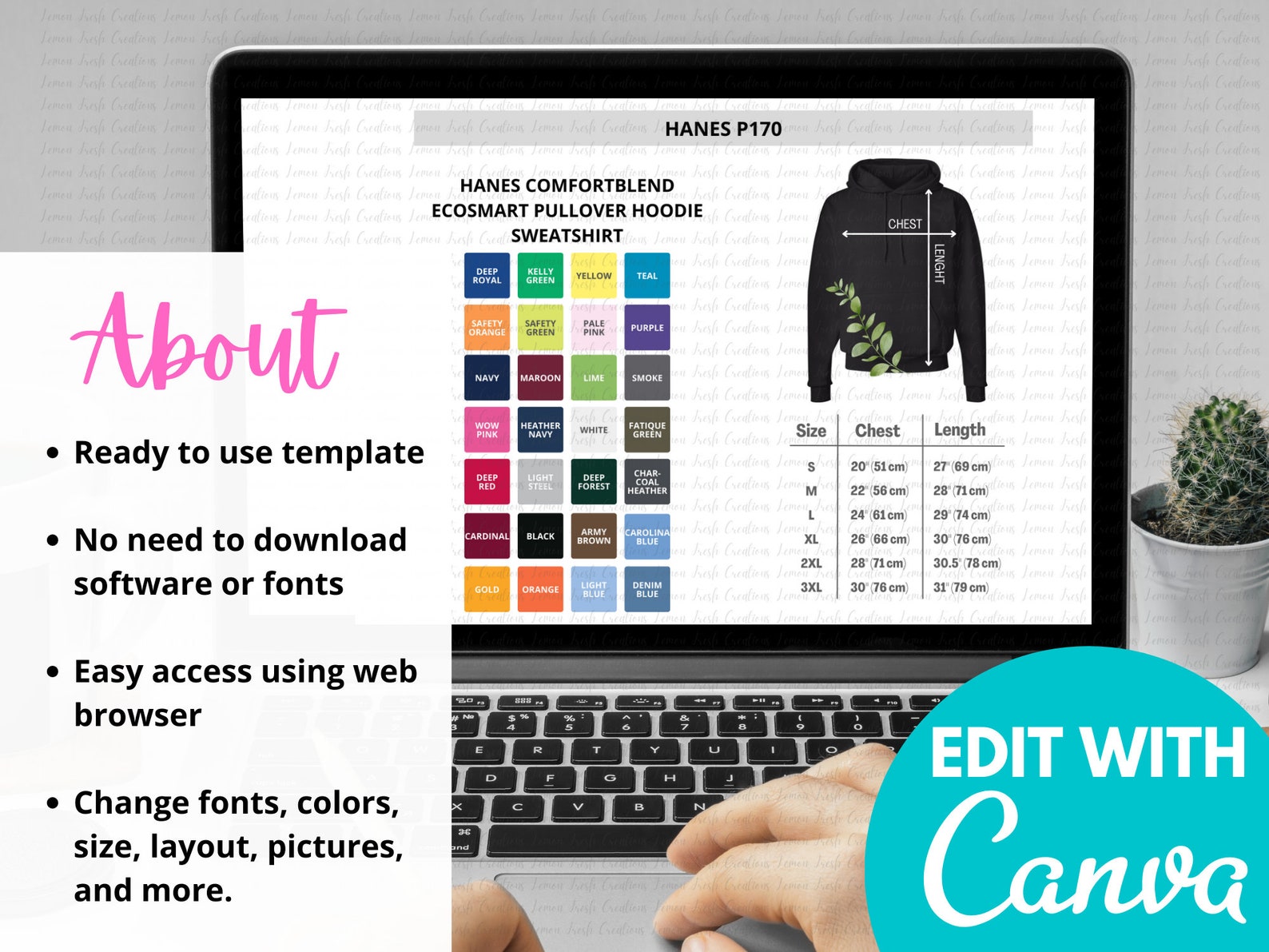 Hanes Color Chart Hanes Size Chart Pullover Hoodie Hanes Etsy