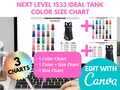 Next Level 1533 Size Chart, Color Next Level 1533, Racerback Tank, Shirt Mockup, Editable Guide, Editable Template, Size Chart 1533, NL1533 product logo